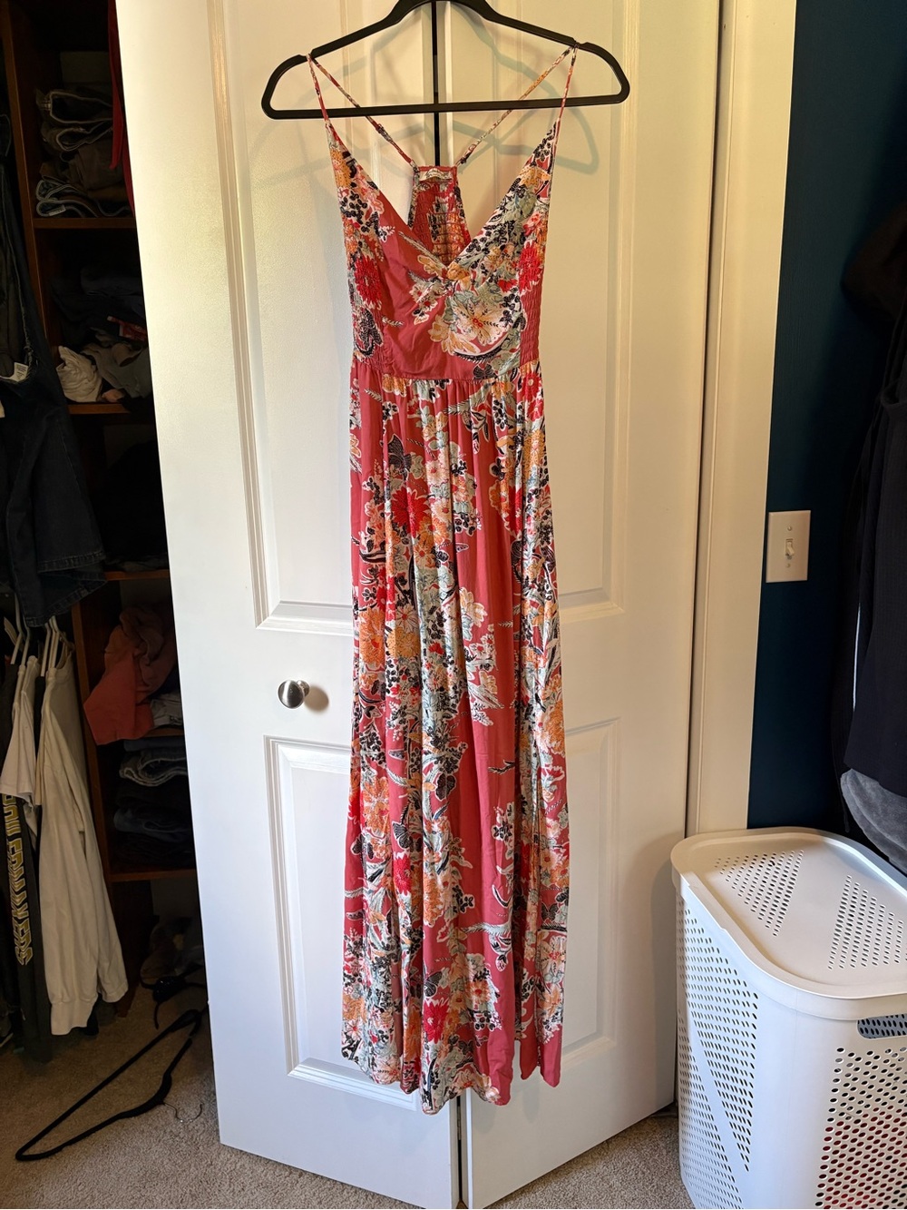 Free People Floral Maxi Dress with Coral Base